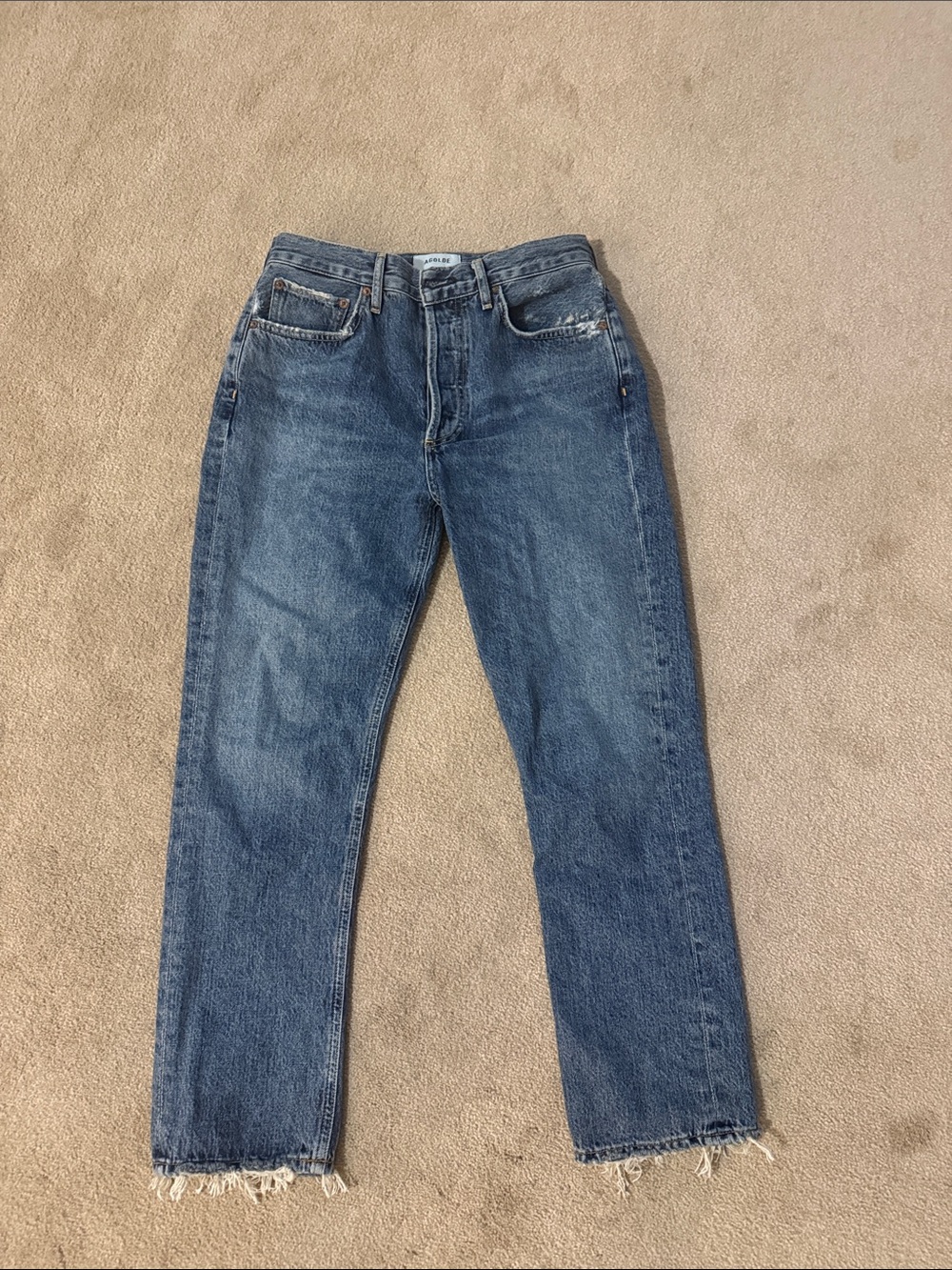 Agolde Straight Leg Jeans in Medium Blue